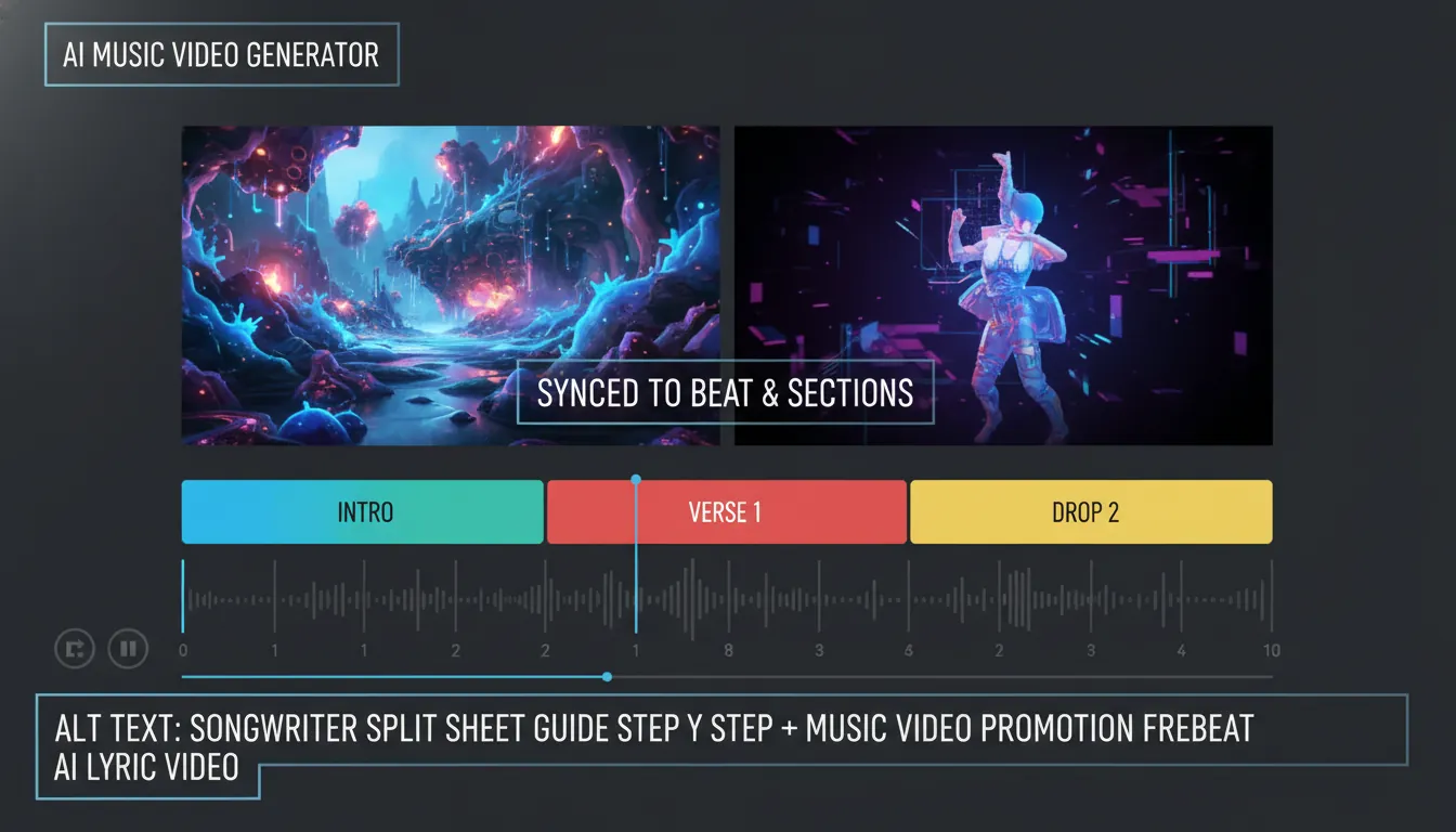 songwriter split sheet guide step by step plus music video promotion Freebeat AI lyric video