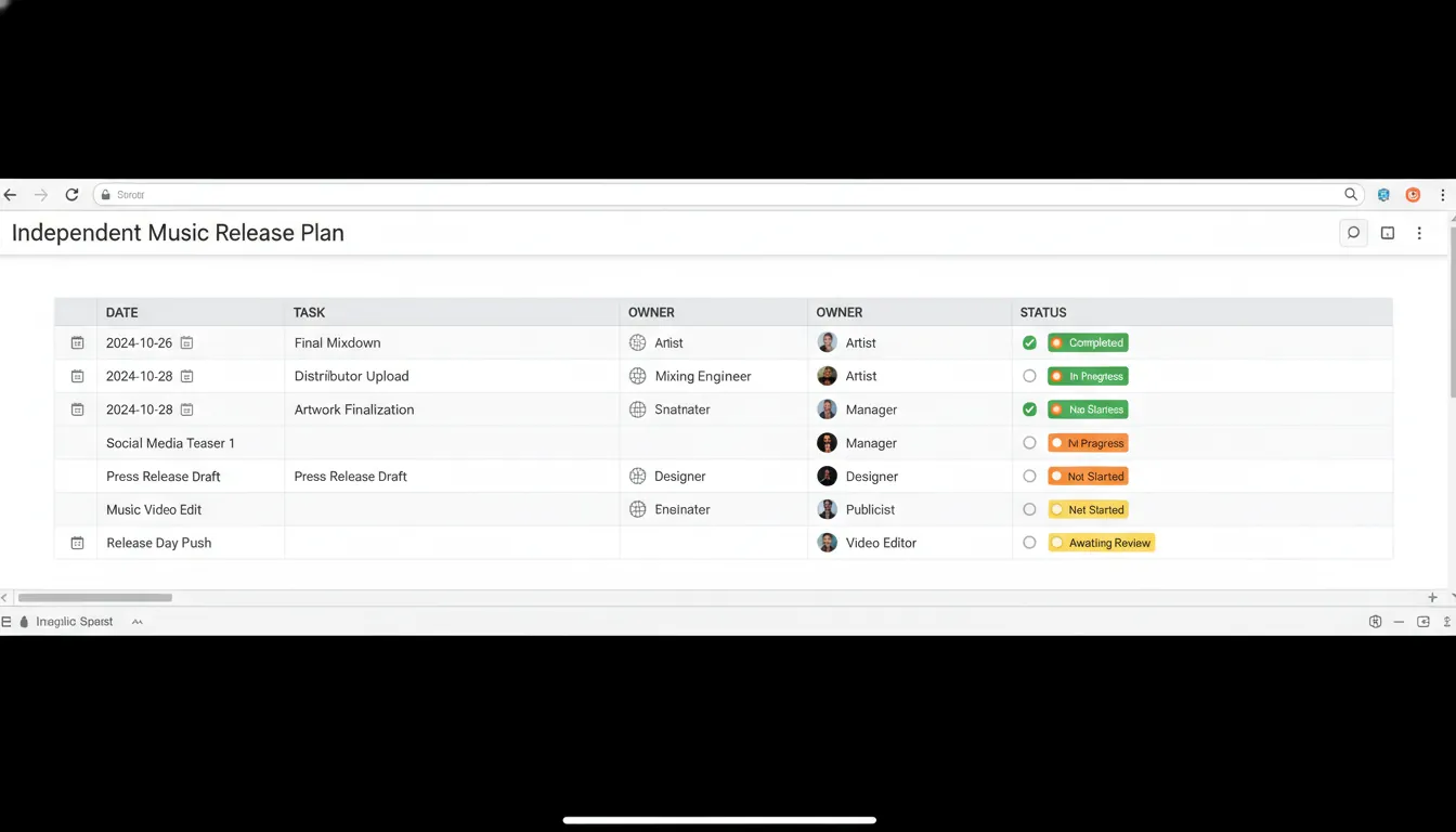 Independent Music Release Checklist Template: Free Download