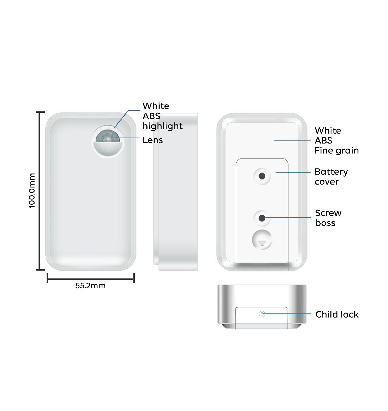 KOS-01 Smart PIR Occupancy Sensor dimensions