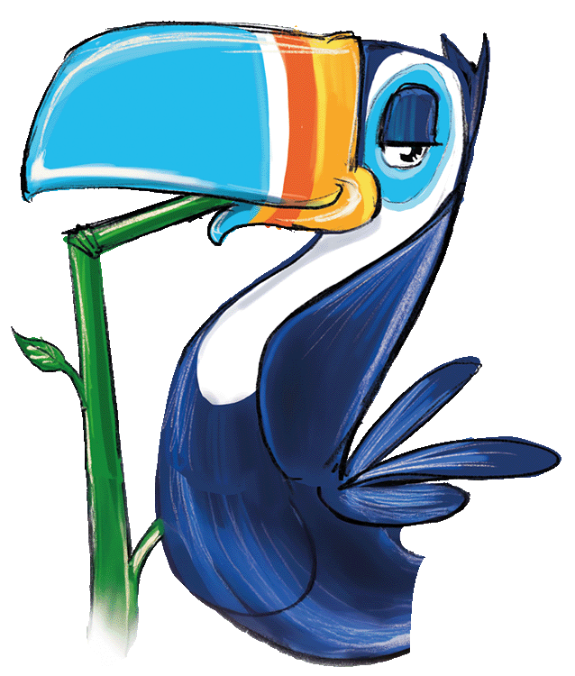 Illustration eines trinkenden Tukans