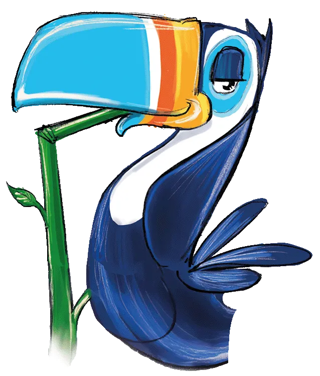 Illustration eines trinkenden Tukans