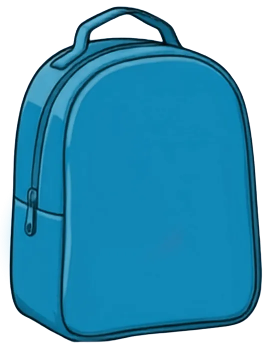 Illustration eines blauen Rucksacks