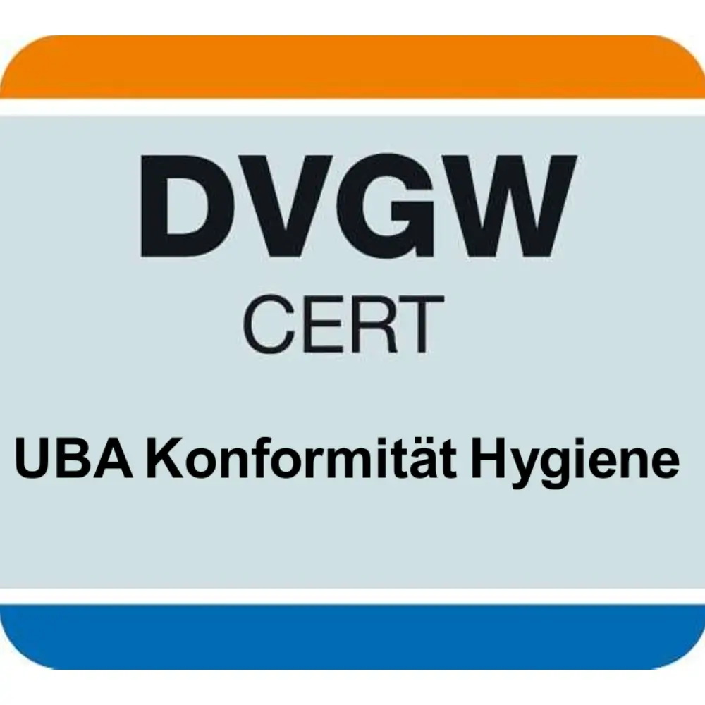 Certificato DVGW con conformità UBA per l'igiene.