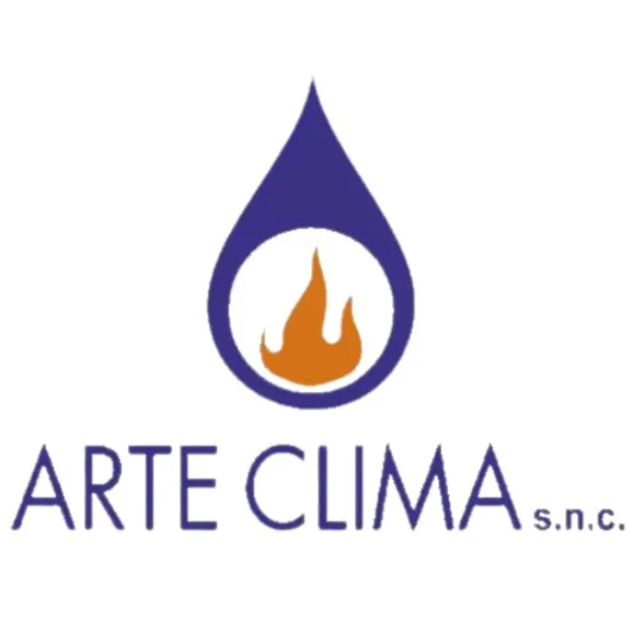 Logo di Arte Clima s.n.c. con una goccia blu contenente una fiamma arancione al centro.