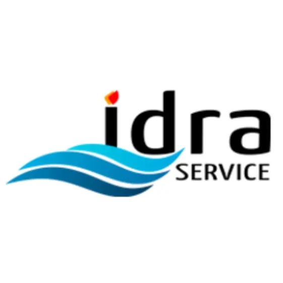 Logo di Idra Service con onde blu stilizzate sotto la scritta.