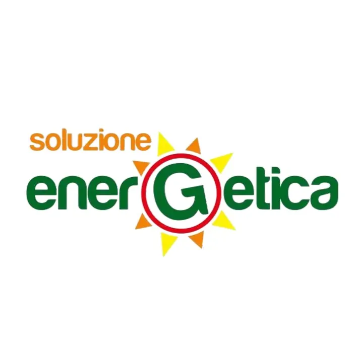 Logo con la scritta 'soluzione energetica' con la lettera G al centro stilizzata come sole.