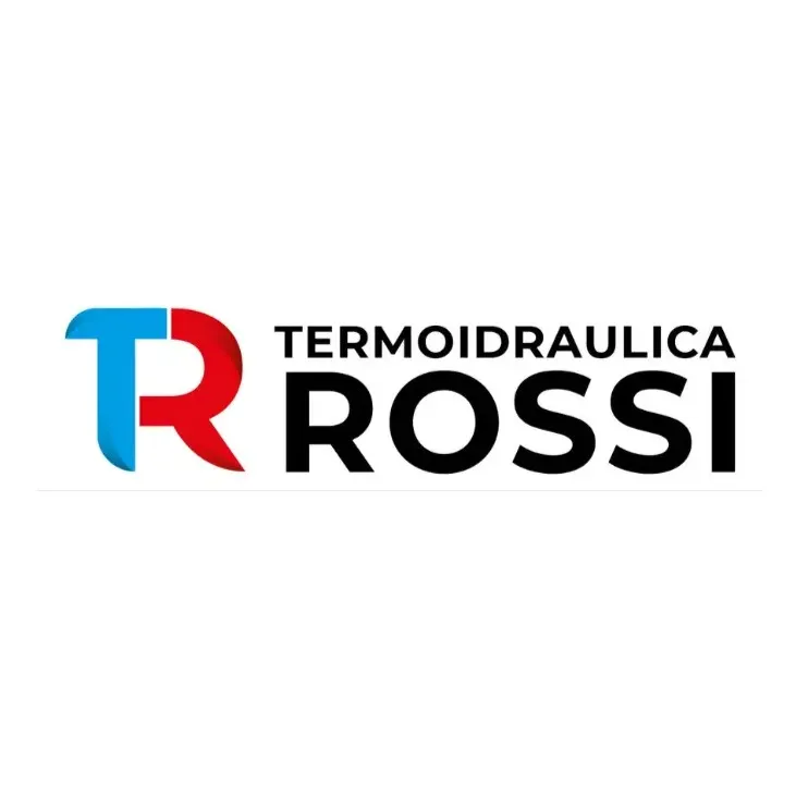 Logo con le lettere T e R stilizzate in blu e rosso accanto al testo Termoidraulica Rossi.