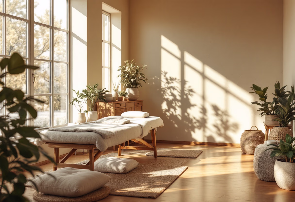 [background image] image of a serene clinic environment (for an acupuncturist)