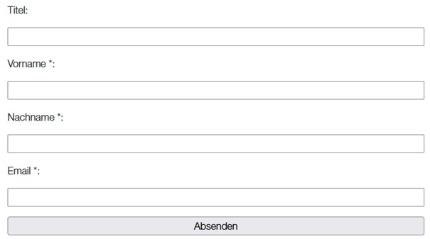 Unverändertes Formular mit allen leeren Eingabefeldern und ohne Validierungsfarben.
