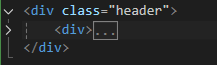 Eingeklappte HTML-Struktur mit einem div innerhalb eines Elements mit Klasse .header