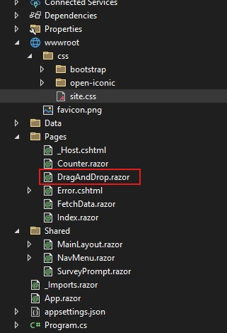 Drag & Drop in Blazor – Schritt 1