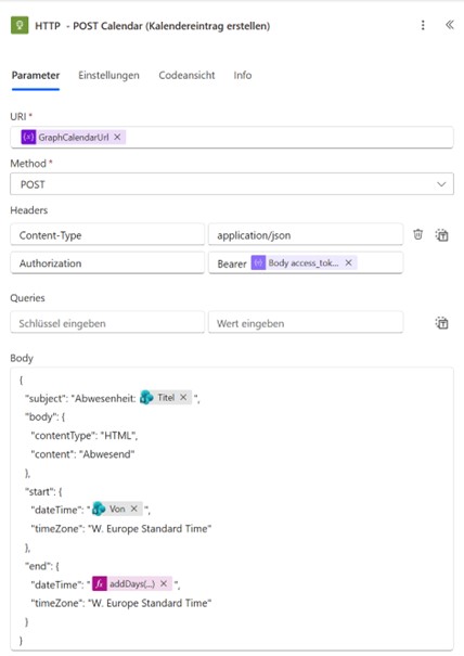 Power Automate HTTP-Request an Graph API