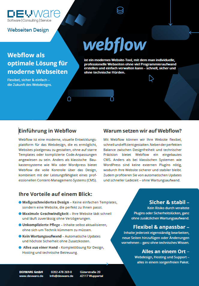 Webflow für Kunden - Informationsflyer