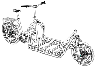 Vélo cargo réalisé à base de tubes en acier, design innovant et nouveau