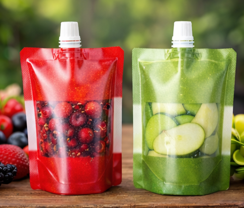 Bags intended for liquids with spout windows