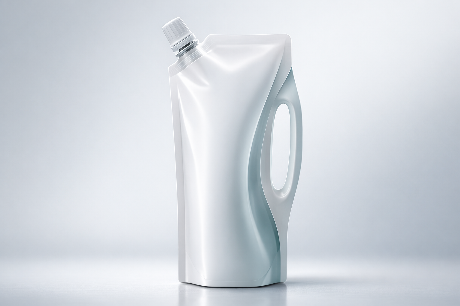 A bag intended for liquids with a handle grip spout