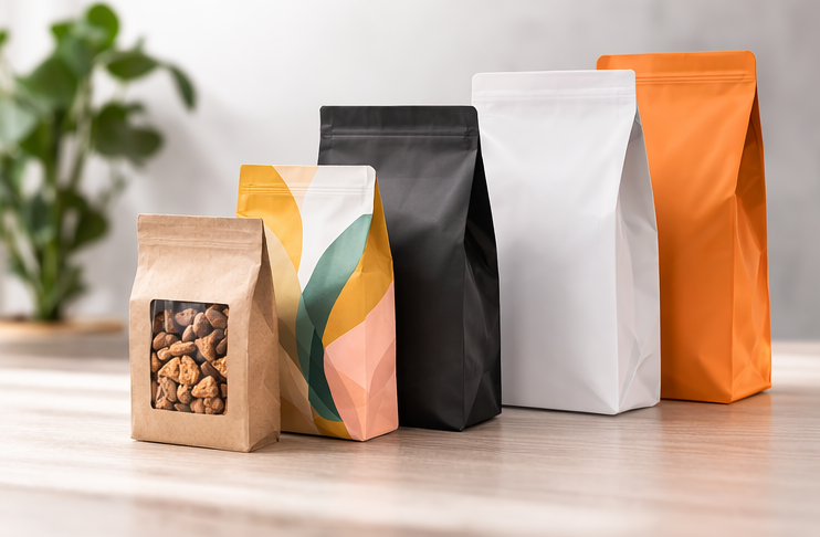 Different shaped box bottom sized bags