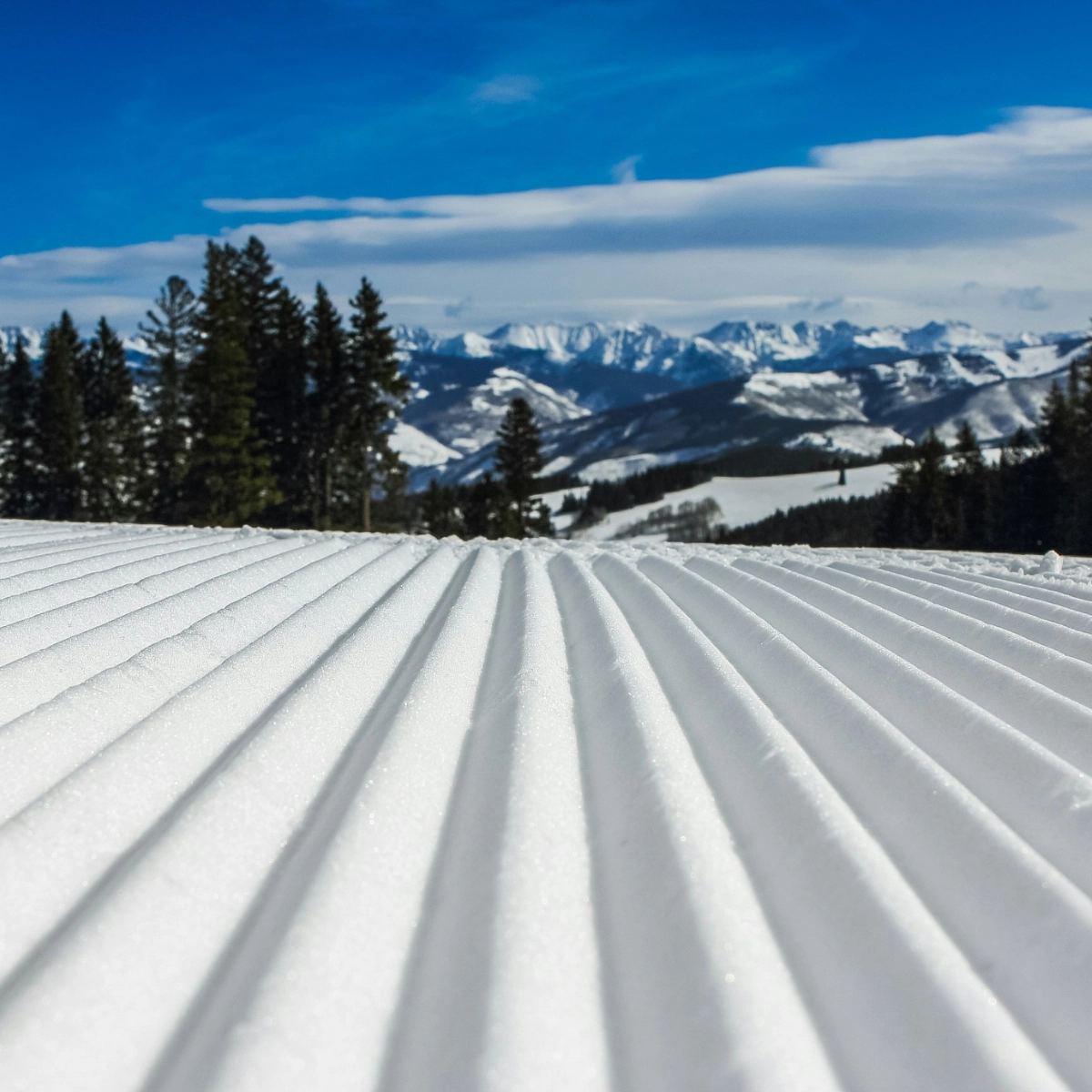 Image of a freshly groomed ski run.