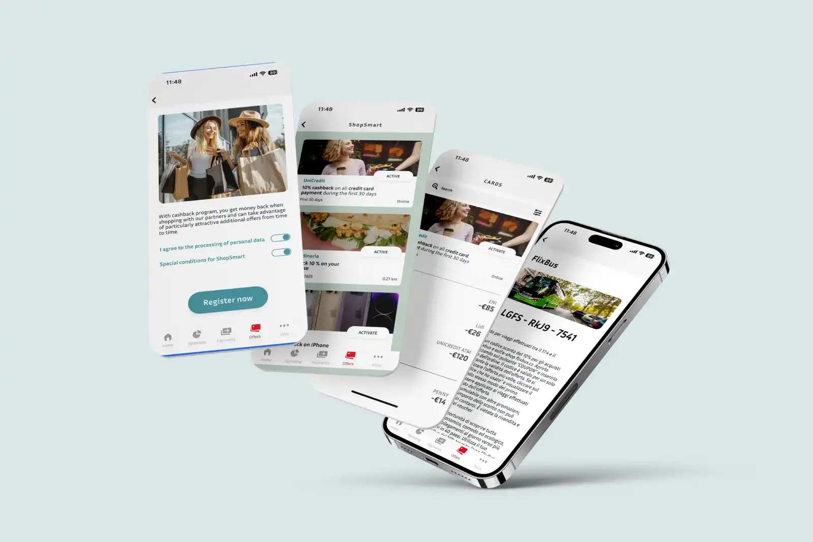 Screenshots of personalised retail campaigns in banking apps