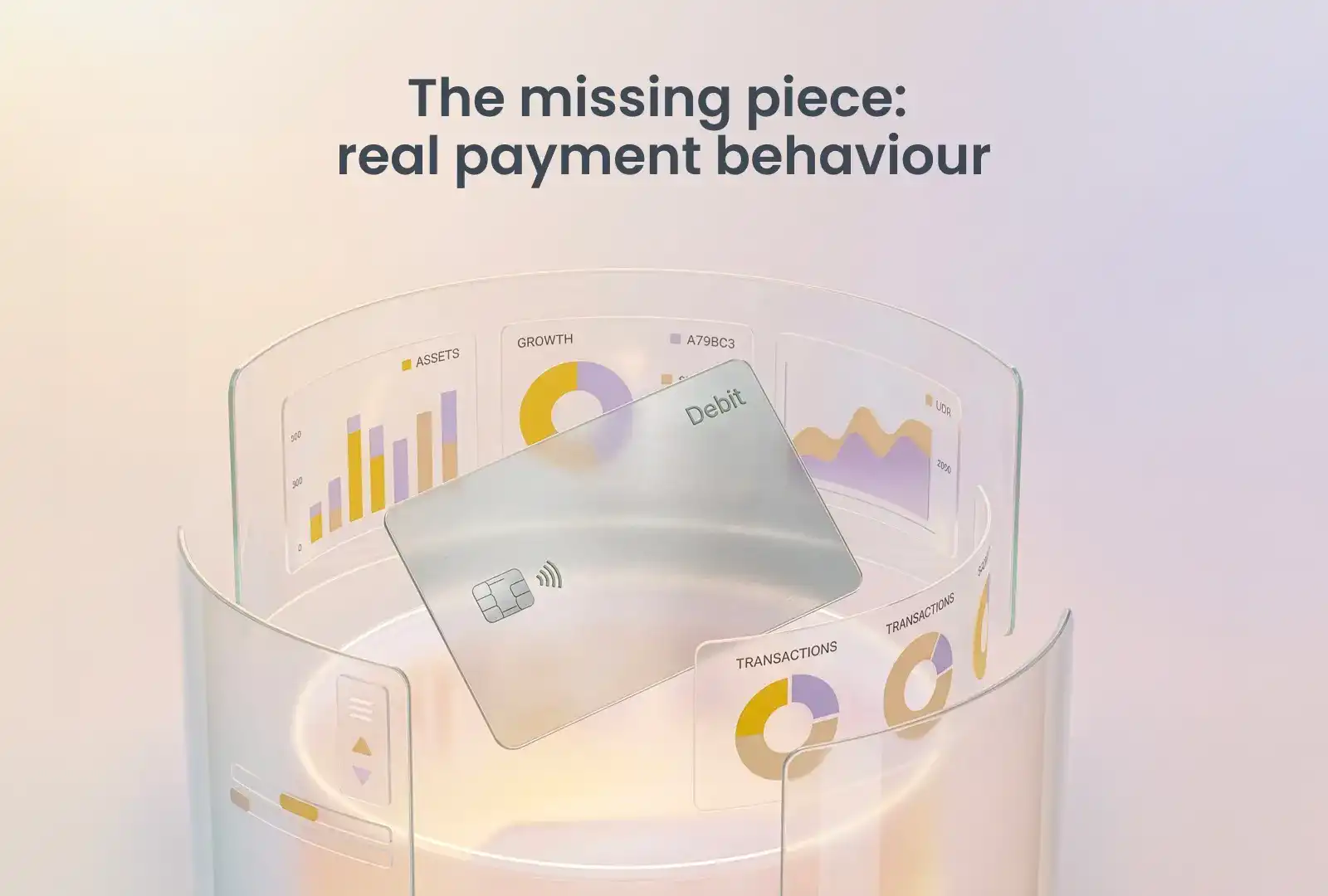 A debit card with transaction data showing payment behaviour
