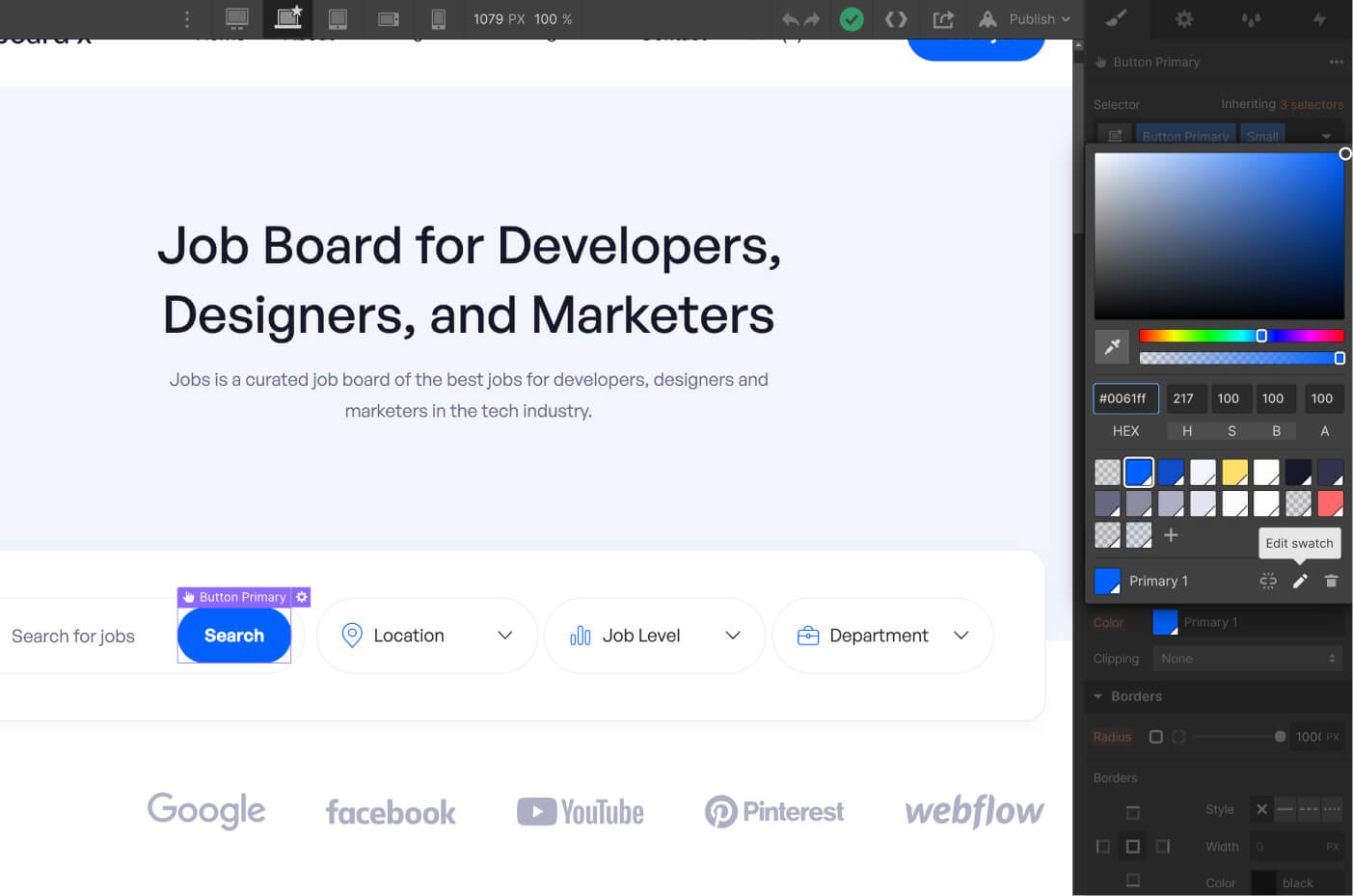 Colors - Job Board X Webflow Template