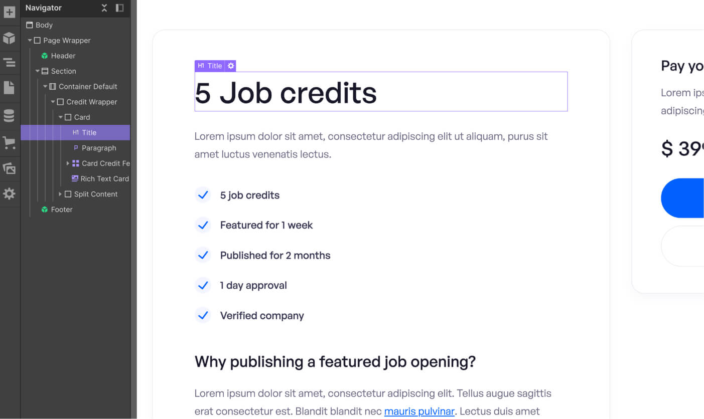 eCommerce Page - Job Board X Webflow Template