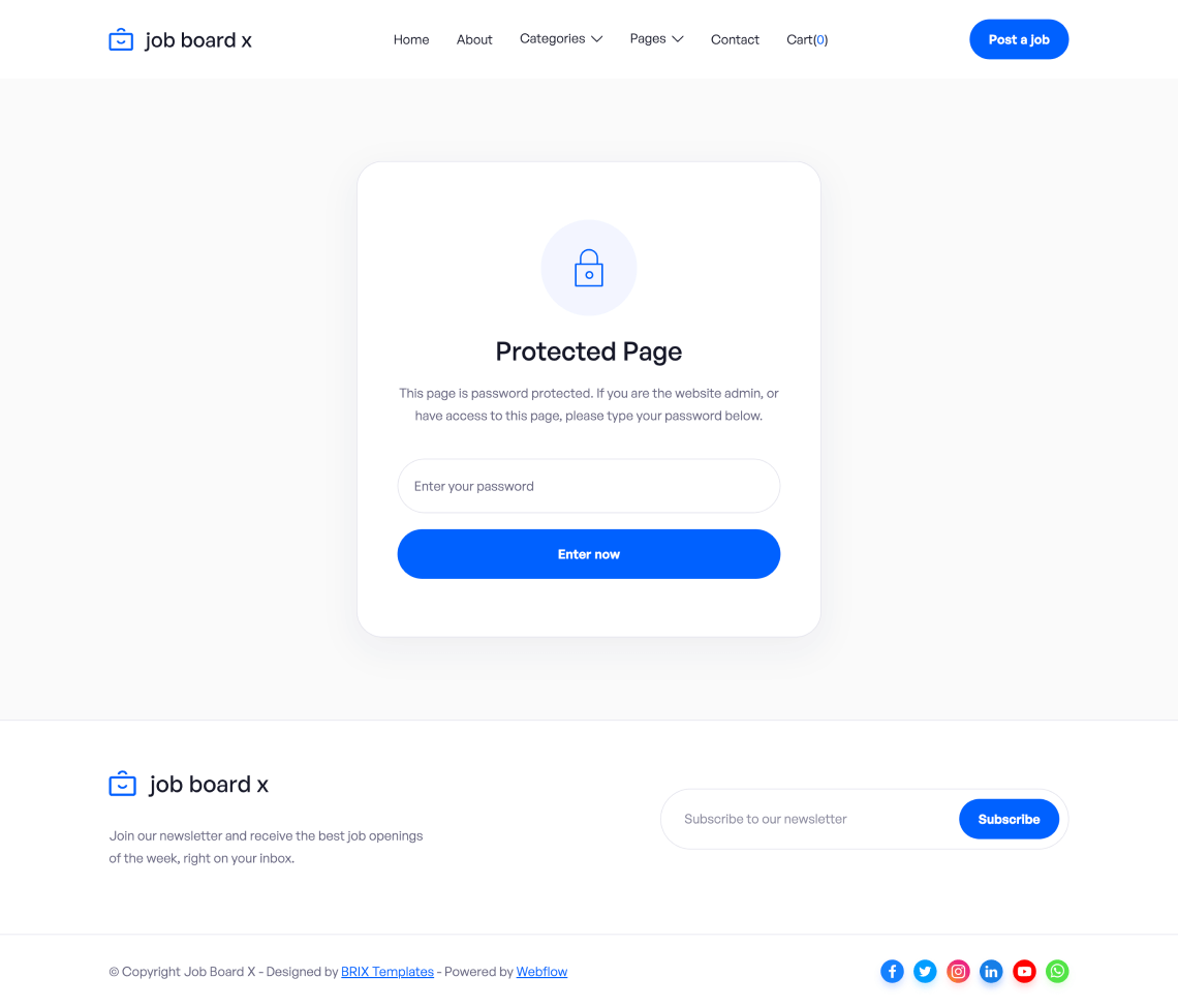 Password Protected - Job Board X Webflow Template