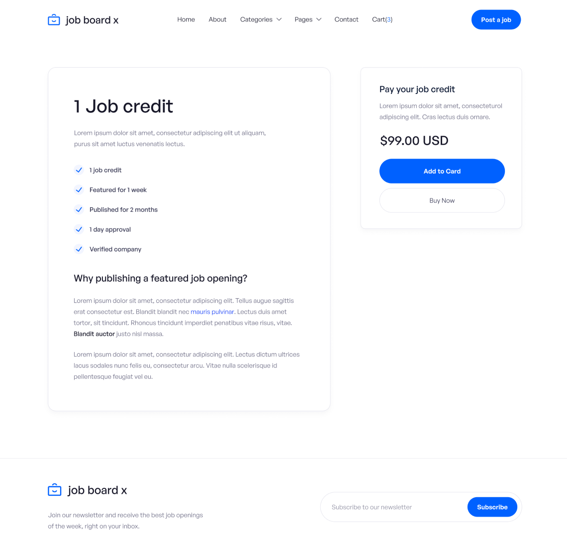 Pricing Single - Job Board X Webflow Template
