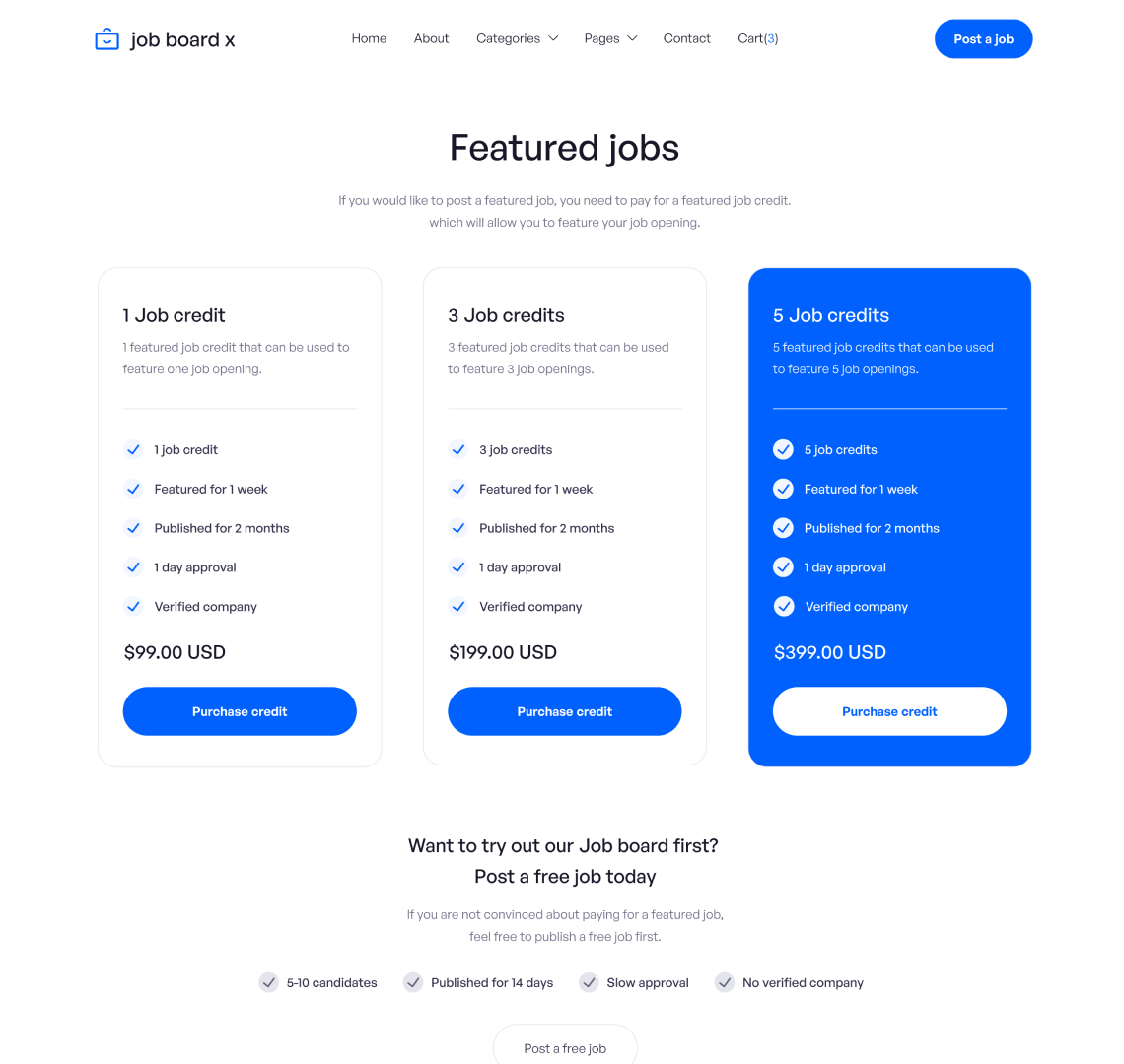 Pricing Single - Job Board X Webflow Template