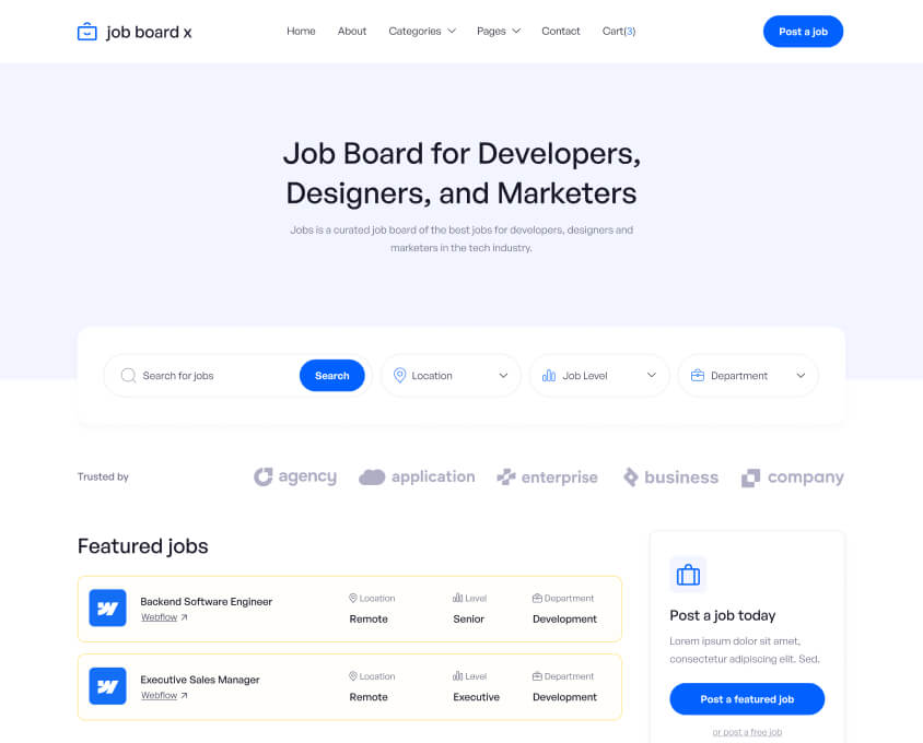 Home Page  - Job Board X Webflow Template