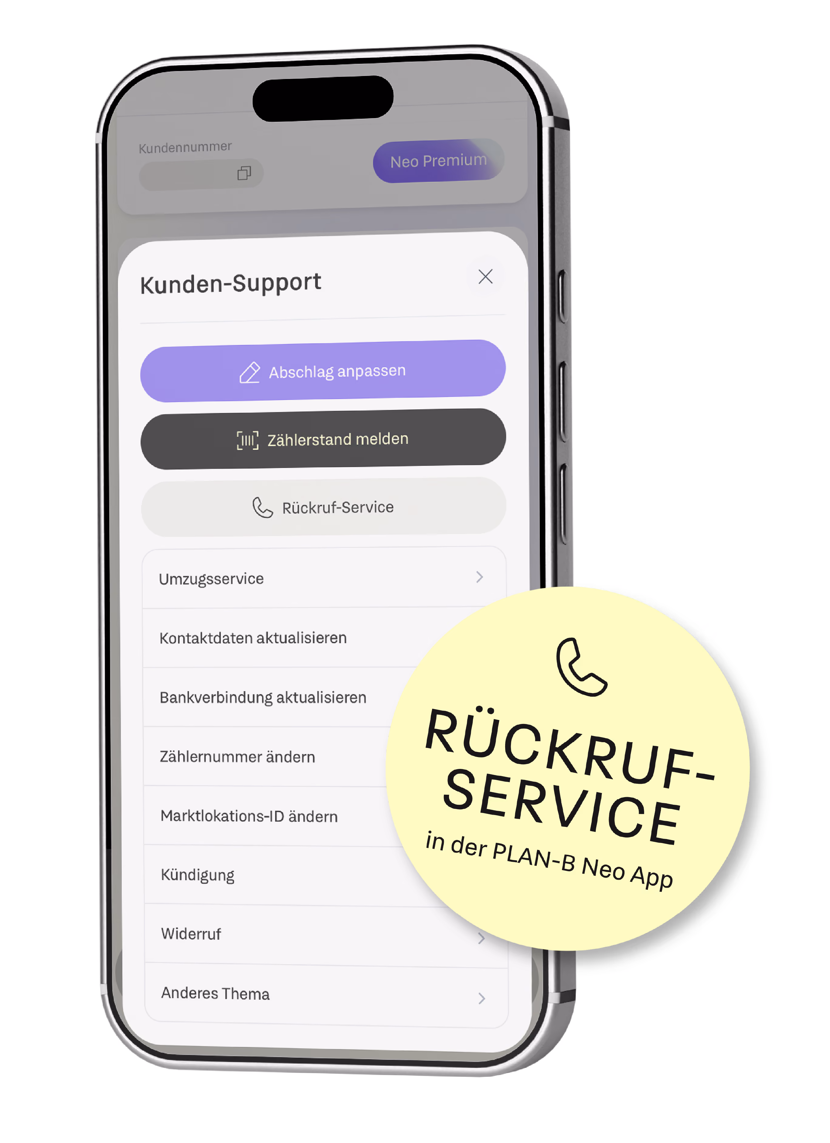 PLAN-B Neo app customer support with callback service