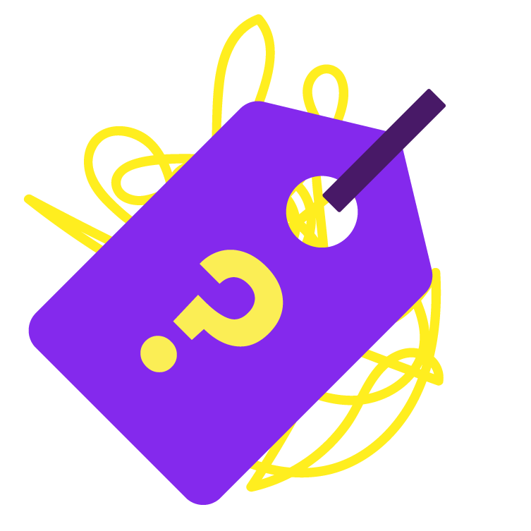 Illustrazione tag prezzo con punto interrogativo