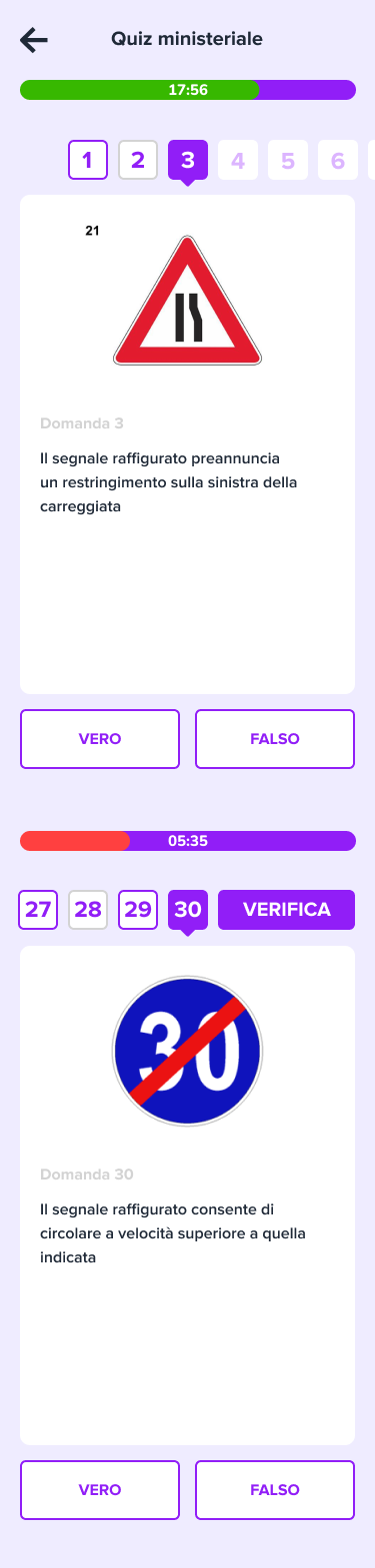 Schermata app BRUM teoria
