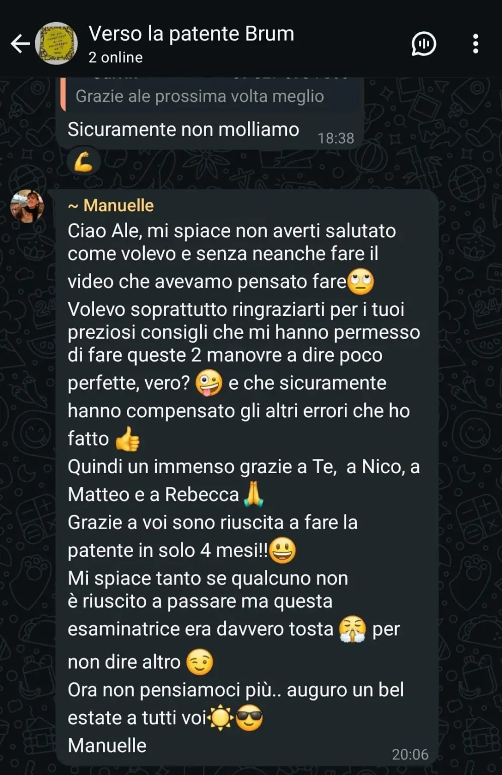 Screenshot recensione studente BRUM Patenti