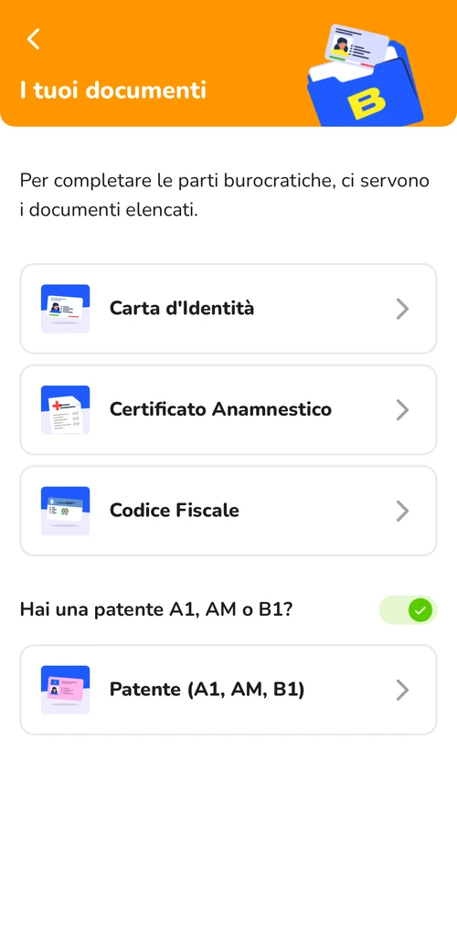 Schermata app BRUM autoscuola