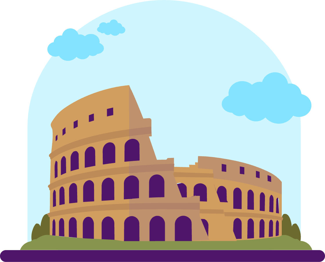 Illustrazione Colosseo, icona città Roma