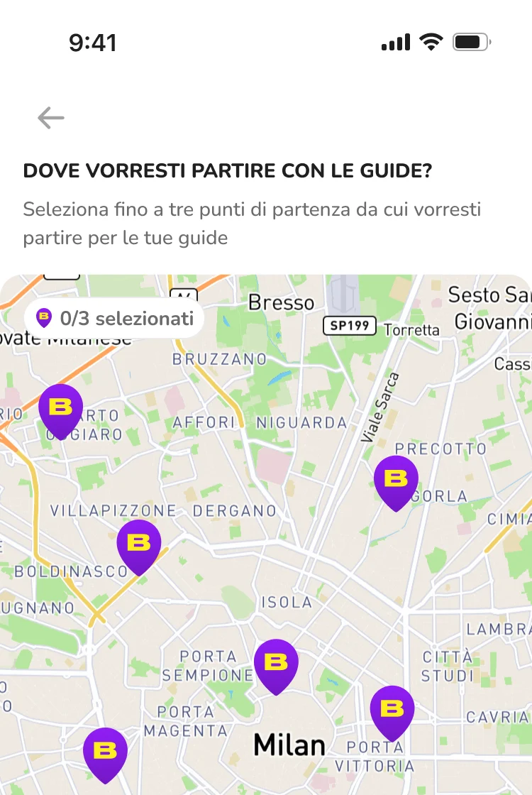 App BRUM: scegli su mappa il punto di partenza delle guide