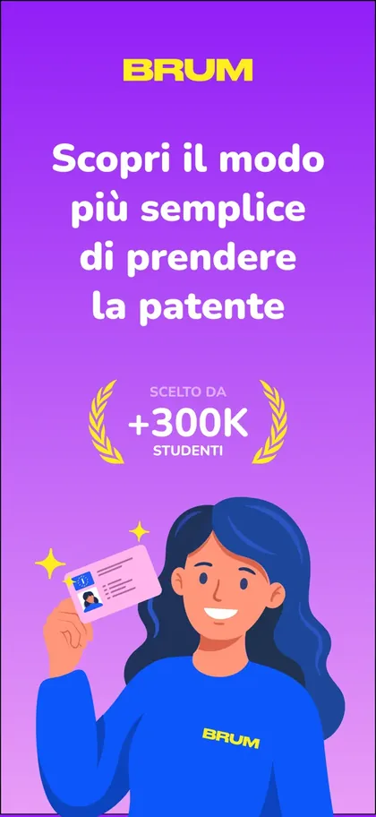 Schermata App BRUM: scopri il modo più semplice di prendere la patente, scelto da oltre 300.000 studenti