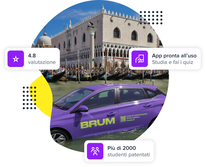 Studente al volante durante una guida con istruttore BRUM