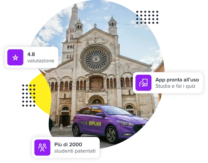 Studente al volante durante una guida con istruttore BRUM