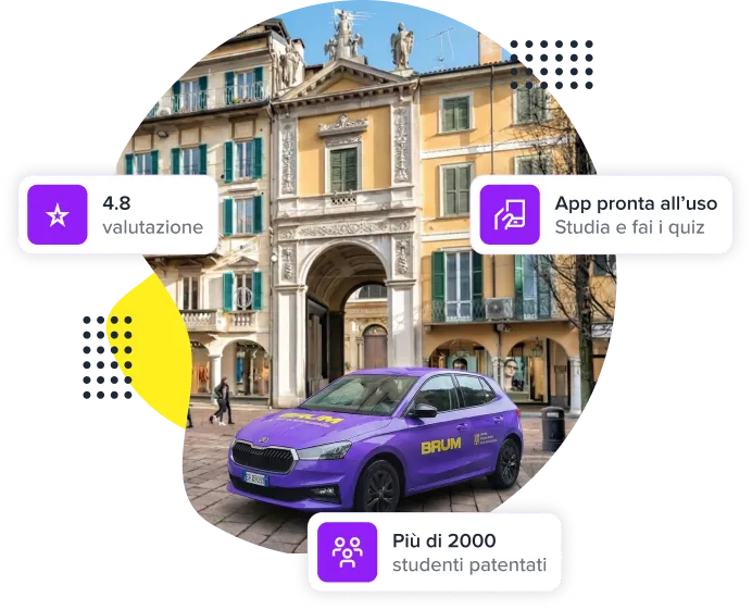 Studente al volante durante una guida con istruttore BRUM