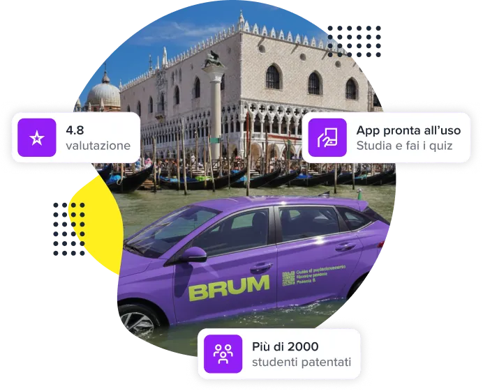 Studente al volante durante una guida con istruttore BRUM