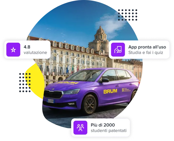 Studente al volante durante una guida con istruttore BRUM