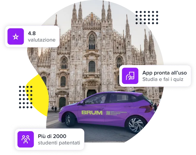 Studente al volante durante una guida con istruttore BRUM