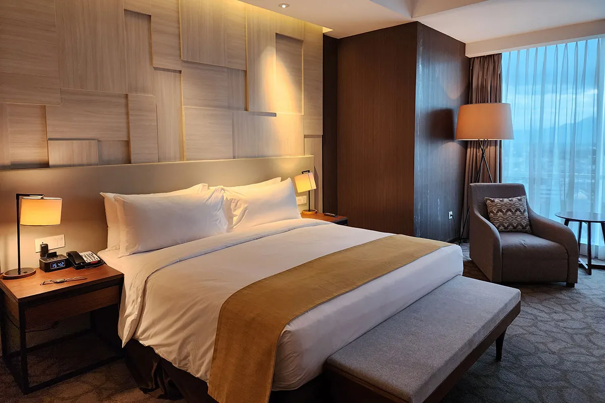 A clean hotel room.