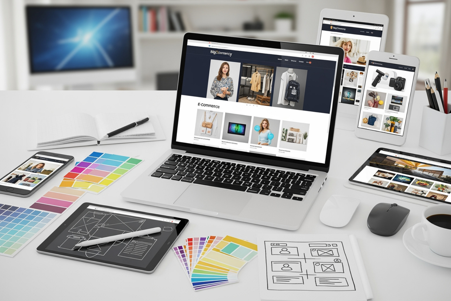 BigCommerce site adapting to desktop, tablet, and mobile screens - bigcommerce web design