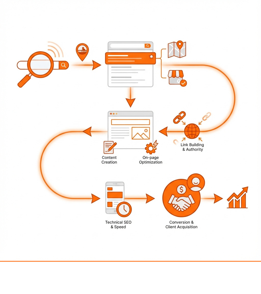 Infographic showing the customer journey from search to conversion, highlighting key touchpoints where SEO impacts professional service firms in Huntington Beach - Huntington Beach SEO infographic 
