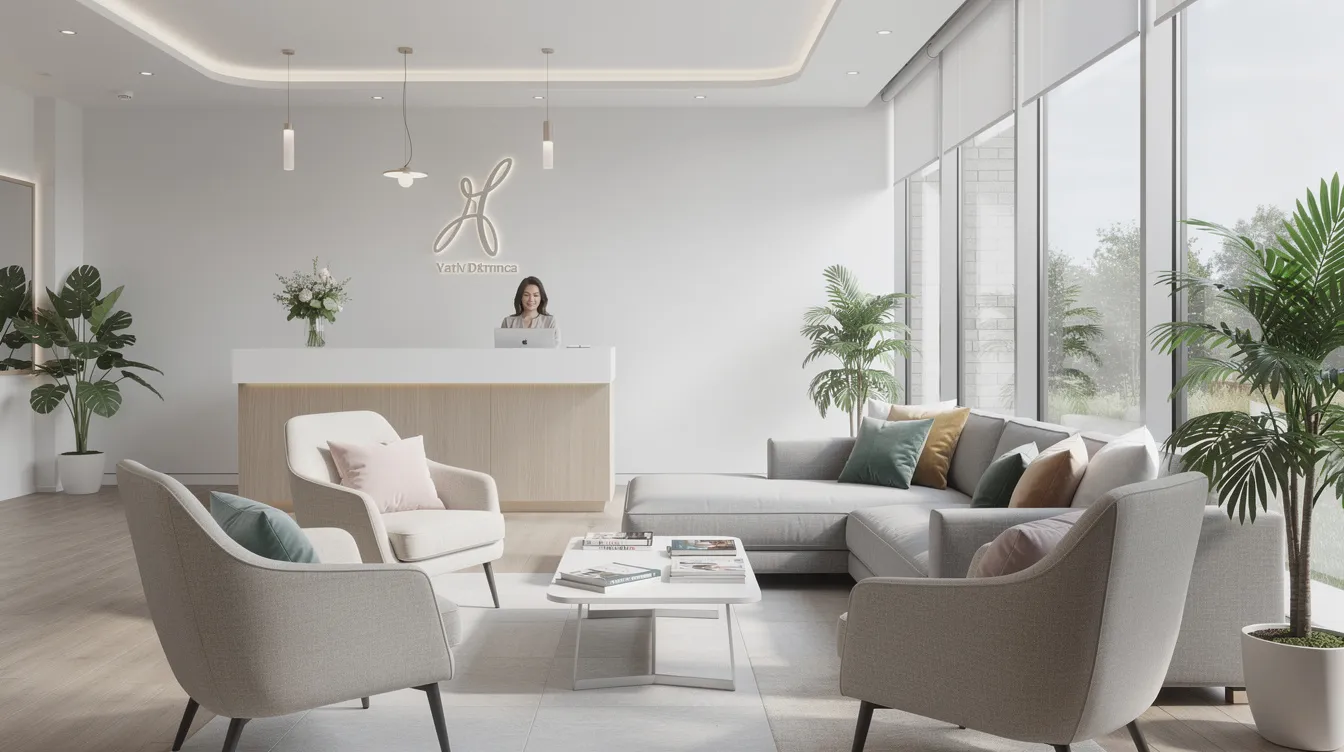 The image depicts a modern dental practice reception area featuring comfortable seating and ample natural light, designed to create a welcoming atmosphere for potential patients. This well-designed space emphasizes patient experience, aligning with the importance of a high-quality dental website for effective patient engagement and marketing efforts.