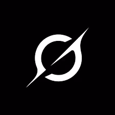 White circular symbol with a diagonal lightning bolt on a black background.