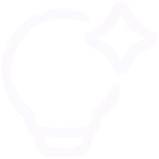 Outline of a light bulb with a sparkle to the upper right, symbolizing a bright idea or innovation.